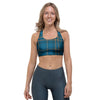 Navy Blue Plaid Tartan Sports Bra-grizzshop