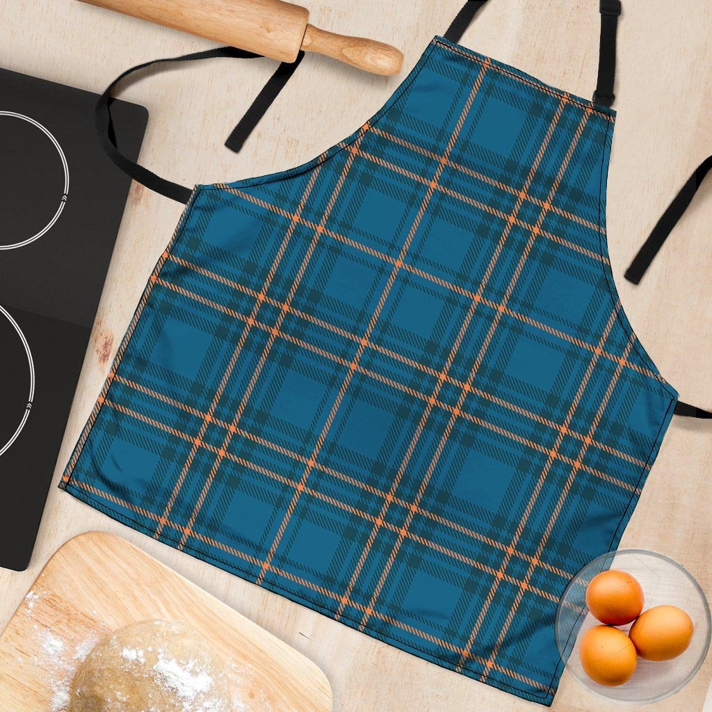 Navy Blue Plaid Tartan Women's Apron-grizzshop