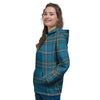 Navy Blue Plaid Tartan Women's Hoodie-grizzshop