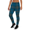 Navy Blue Plaid Tartan Women's Joggers-grizzshop