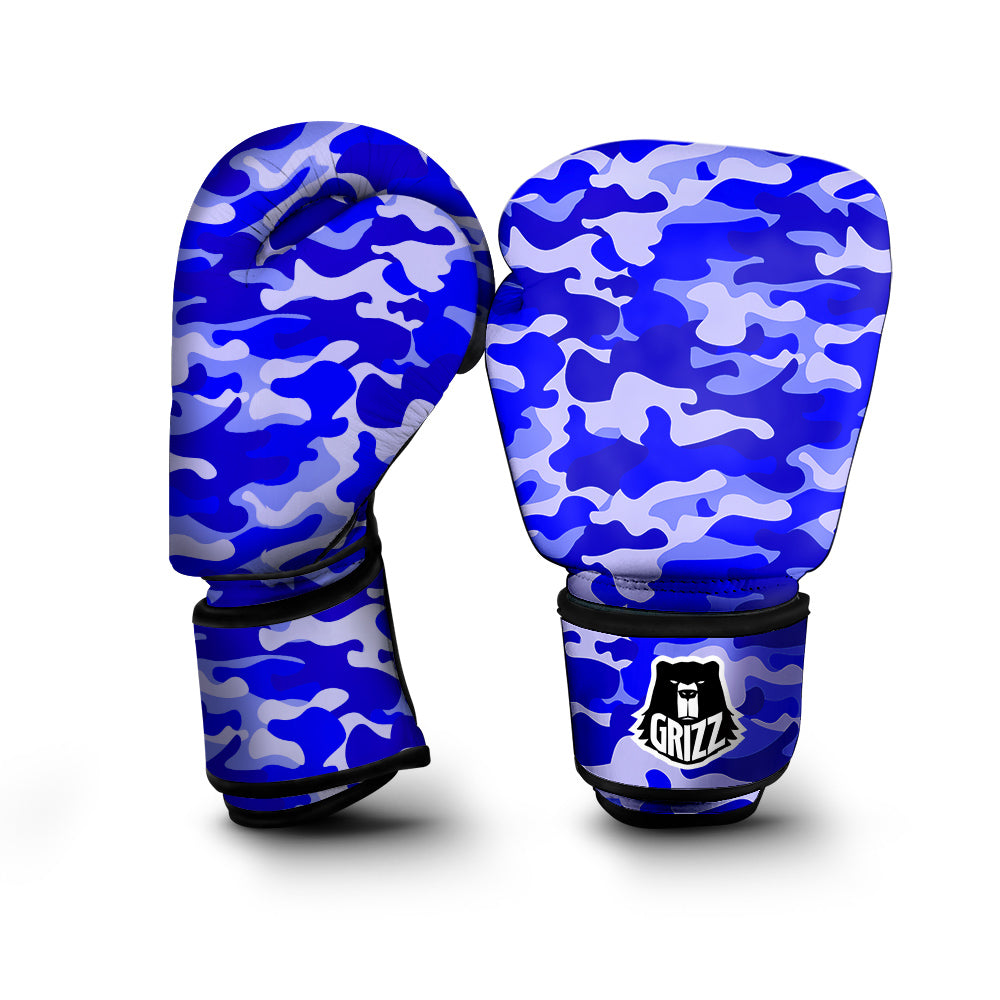 Navy Camo And Camouflage Print Boxing Gloves-grizzshop