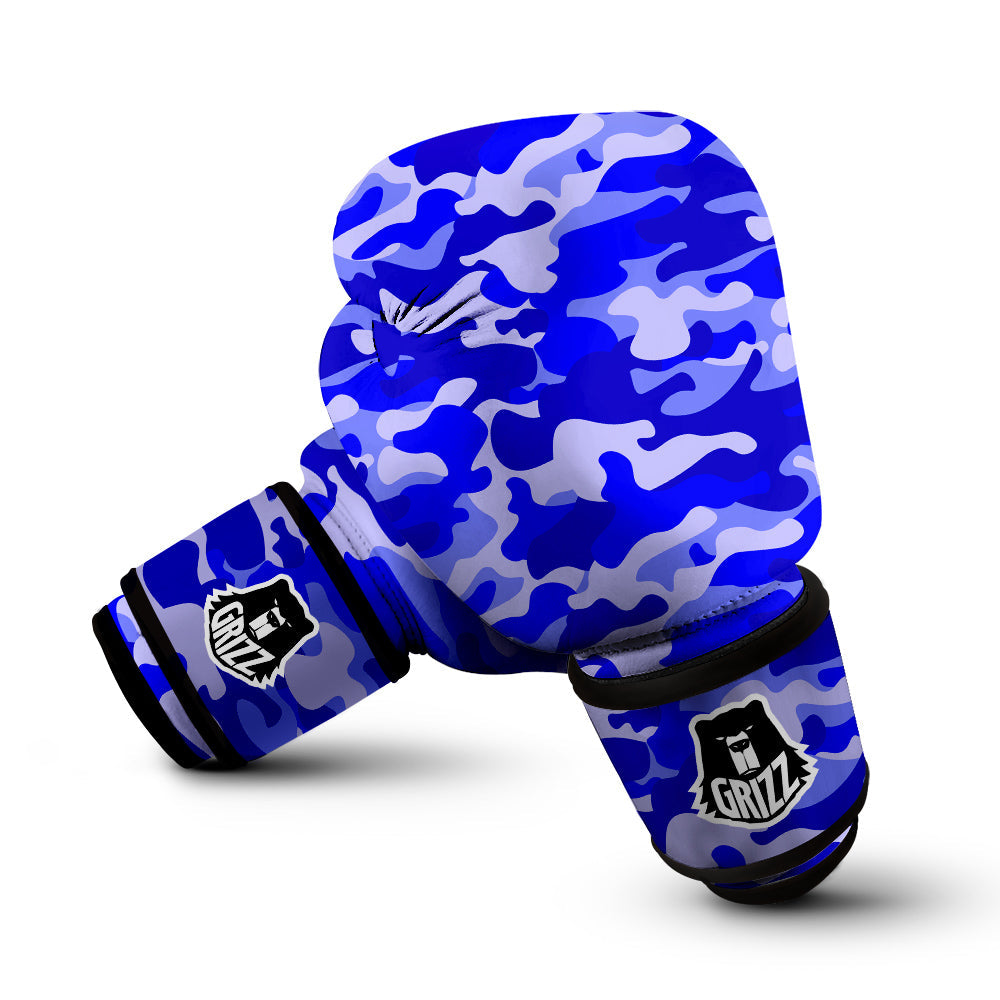 Navy Camo And Camouflage Print Boxing Gloves-grizzshop