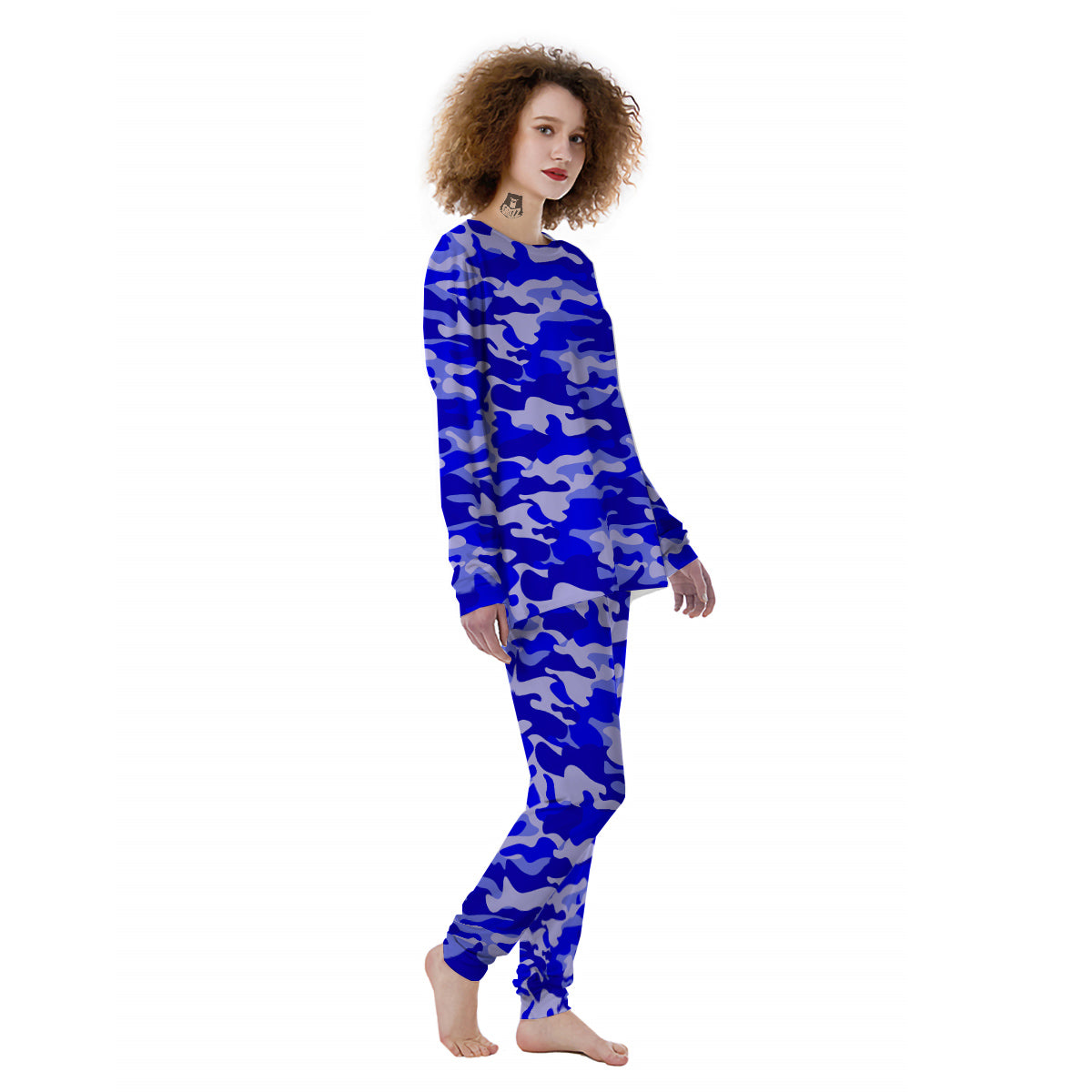 Navy Camo And Camouflage Print Women's Pajamas-grizzshop