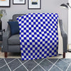 Navy Checkered Flag Print Blanket-grizzshop