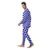 Navy Checkered Flag Print Men's Pajamas-grizzshop