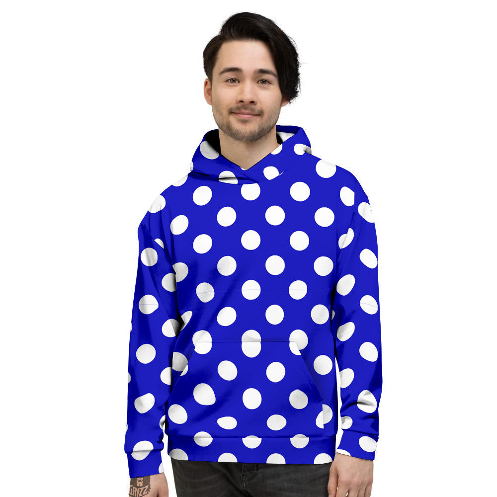 Navy Color Polka Dot Print Pattern Men s Hoodie Grizzshopping