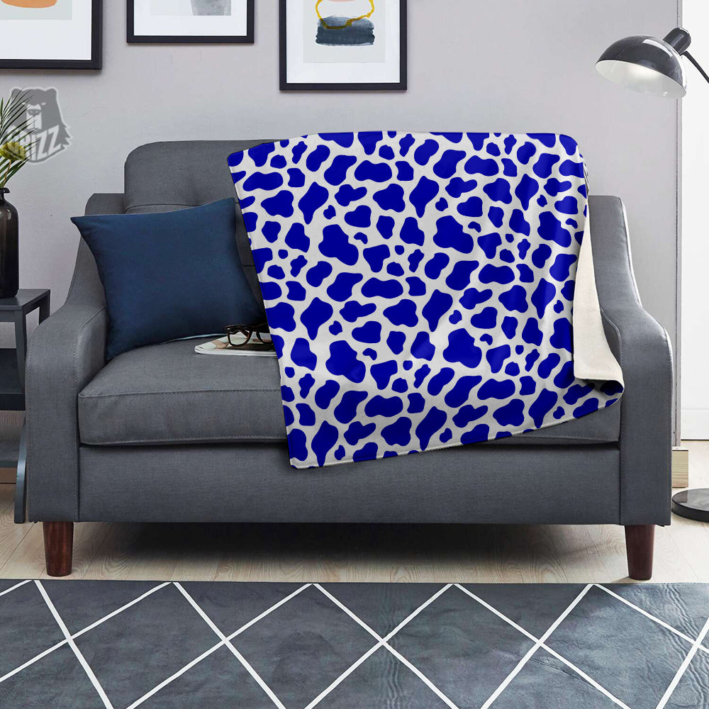 Navy Cow Print Pattern Blanket-grizzshop