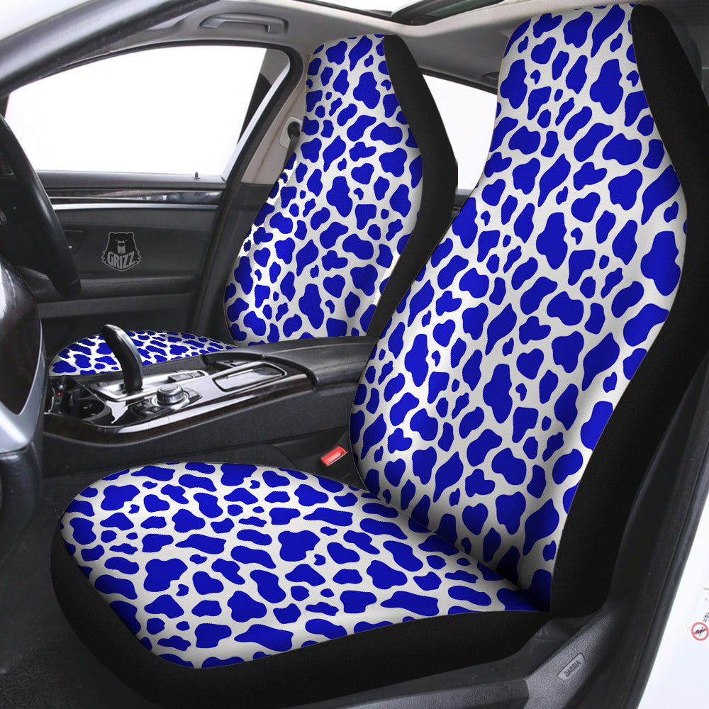 Navy Cow Print Pattern Car Seat Covers-grizzshop