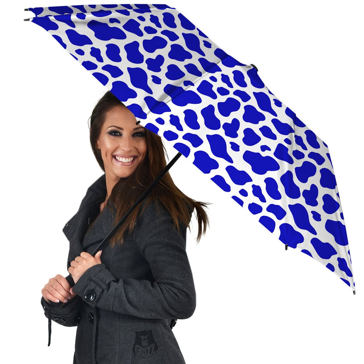 Navy Cow Print Pattern Umbrella-grizzshop