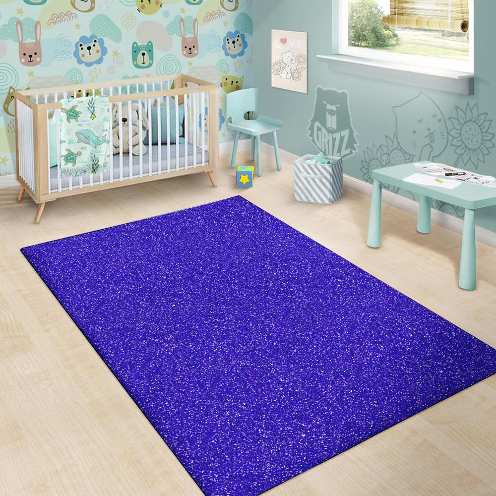 Navy Glitter Texture Print Floor Mat-grizzshop