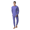 Navy Houndstooth Print Men's Pajamas-grizzshop