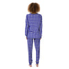 Navy Houndstooth Print Women's Pajamas-grizzshop