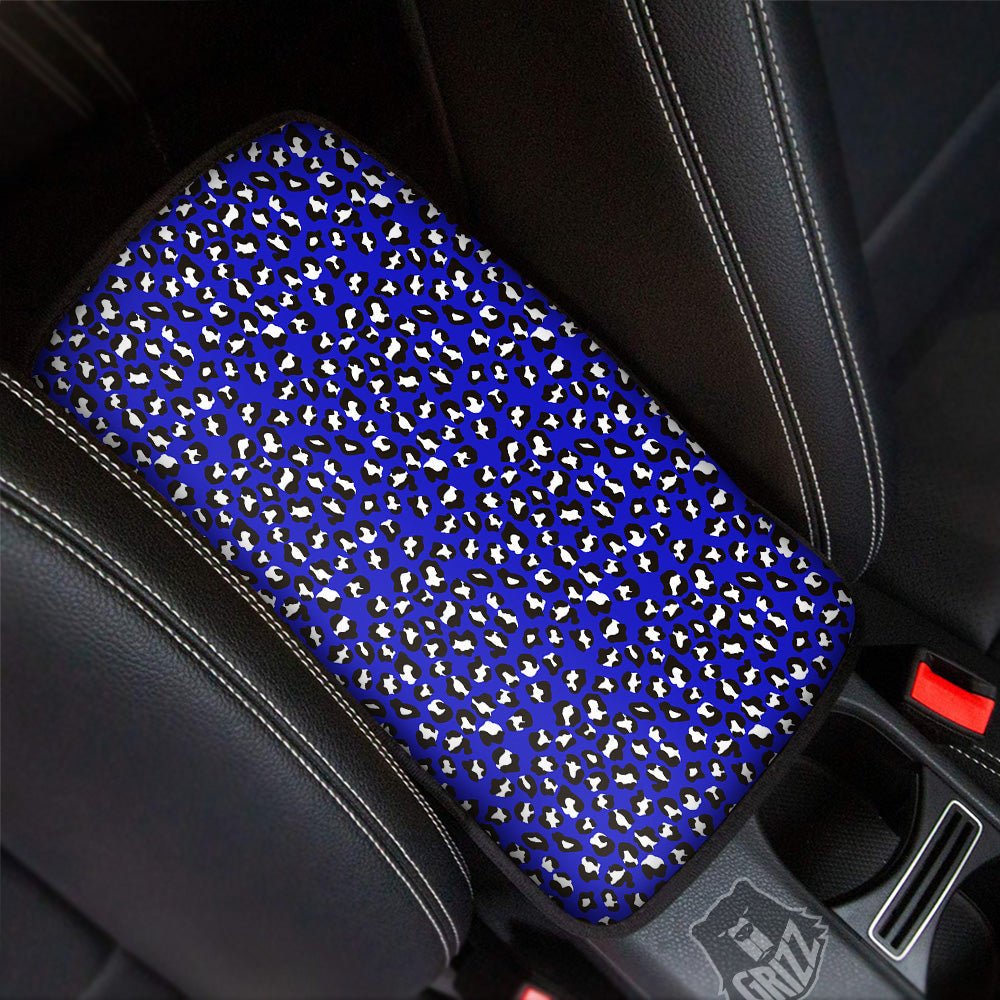 Navy Leopard Print Pattern Car Center Console Cover-grizzshop