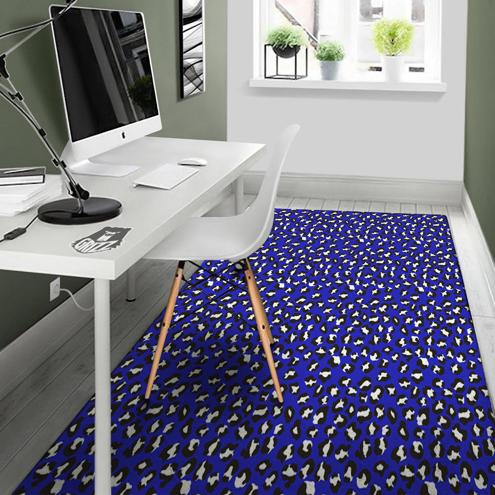 Navy Leopard Print Pattern Floor Mat-grizzshop
