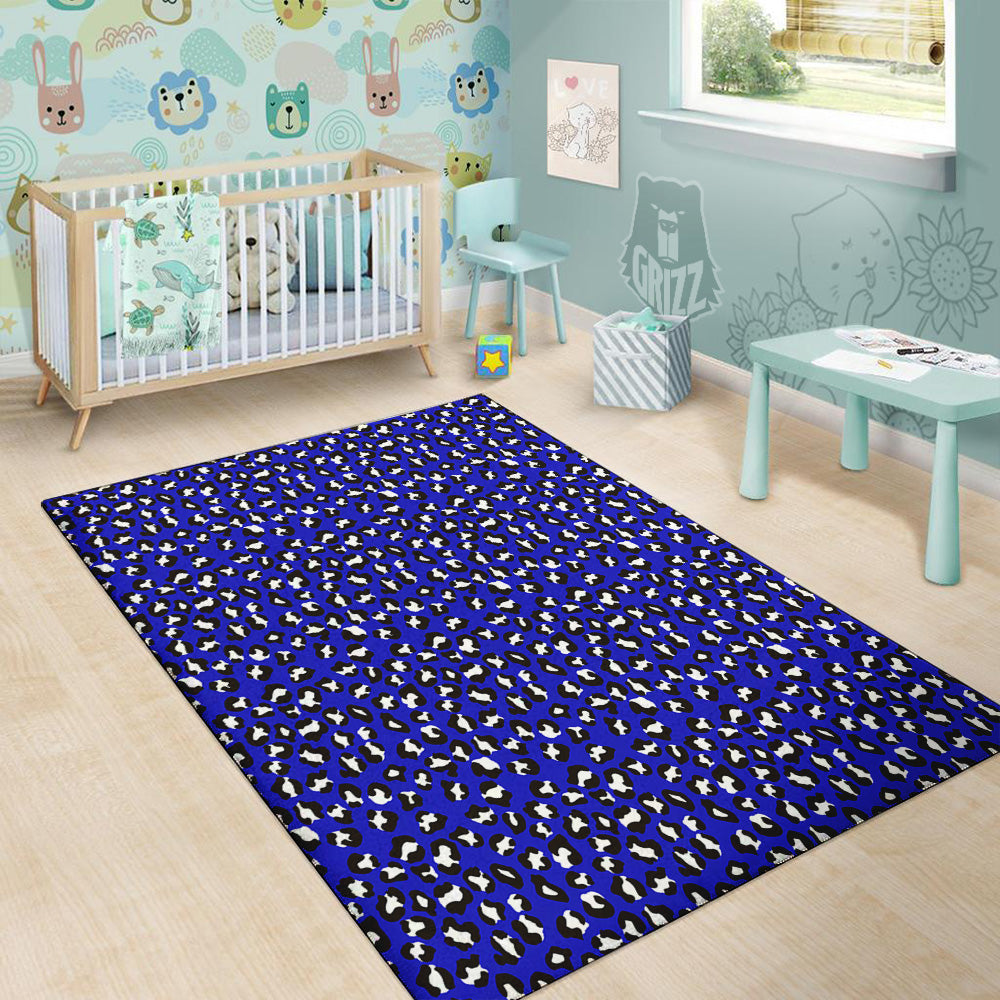 Navy Leopard Print Pattern Floor Mat-grizzshop