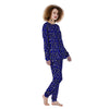 Navy Leopard Print Pattern Women's Pajamas-grizzshop