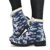 Navy Military Camouflage Camo Pattern Print Comfy Winter Boots-grizzshop