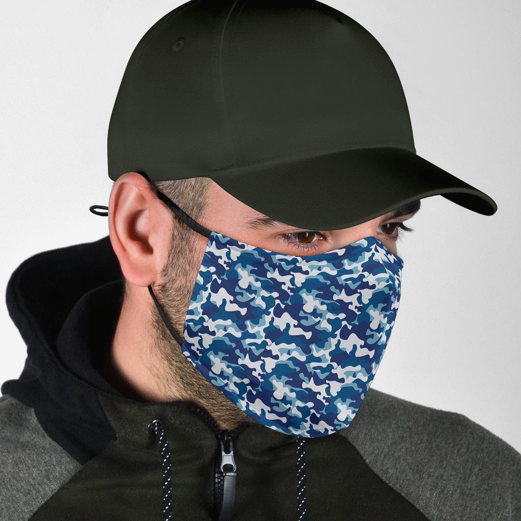 Navy Military Camouflage Camo Pattern Print Face Mask-grizzshop