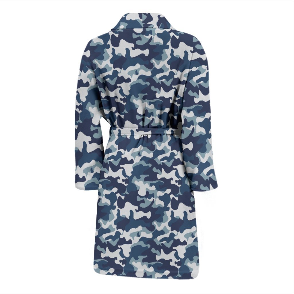Navy Military Camouflage Camo Pattern Print Men Long Robe-grizzshop