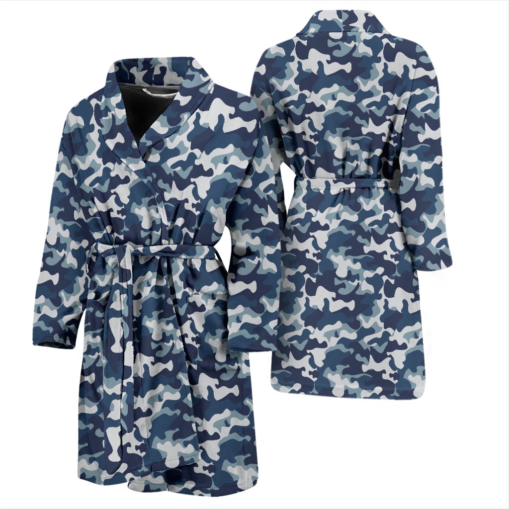 Navy Military Camouflage Camo Pattern Print Men Long Robe-grizzshop