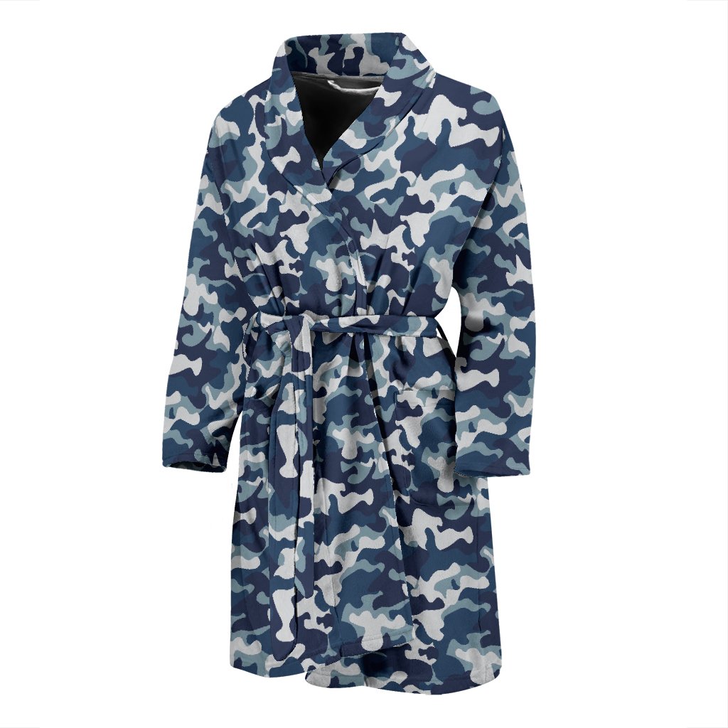 Navy Military Camouflage Camo Pattern Print Men Long Robe-grizzshop