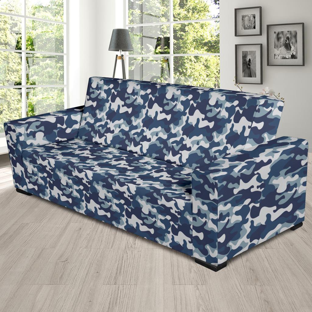 Navy Military Camouflage Camo Pattern Print Sofa Covers-grizzshop