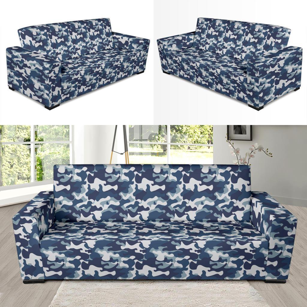 Navy Military Camouflage Camo Pattern Print Sofa Covers-grizzshop