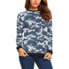 Navy Military Camouflage Camo Pattern Print Women Crewneck Sweatshirt-grizzshop