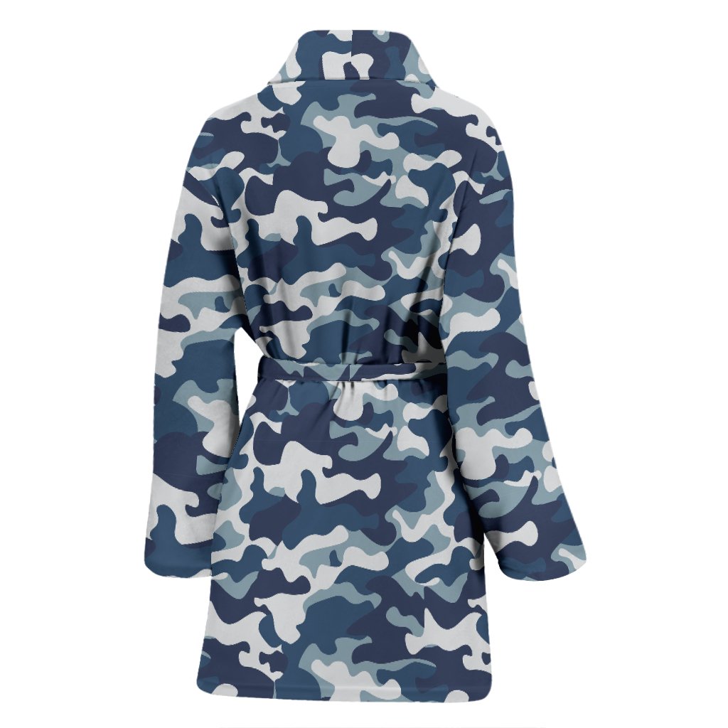 Navy Military Camouflage Camo Pattern Print Women Long Robe-grizzshop