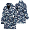 Navy Military Camouflage Camo Pattern Print Women Long Robe-grizzshop