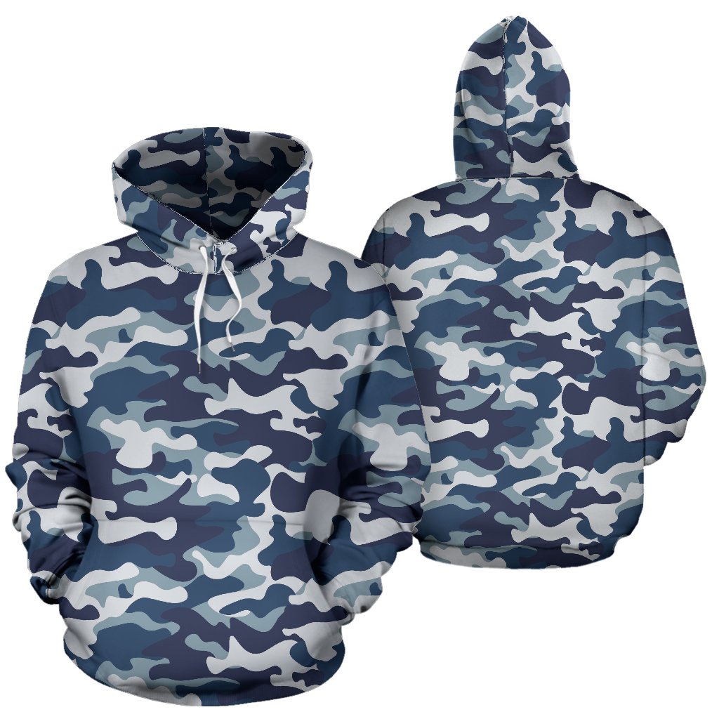 Navy Military Camouflage Camo Pattern Print Women Men Pullover Hoodie-grizzshop