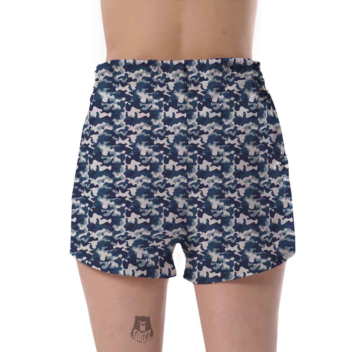 Navy Military Camouflage Camo Pattern Print Women's Shorts-grizzshop