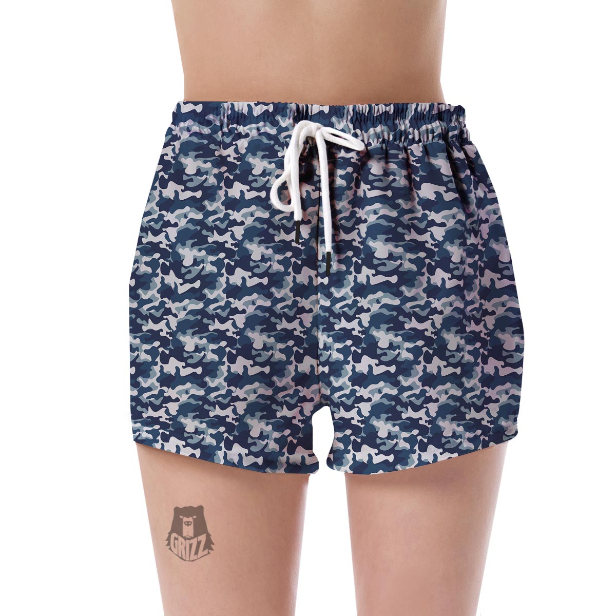 Navy Military Camouflage Camo Pattern Print Women's Shorts-grizzshop