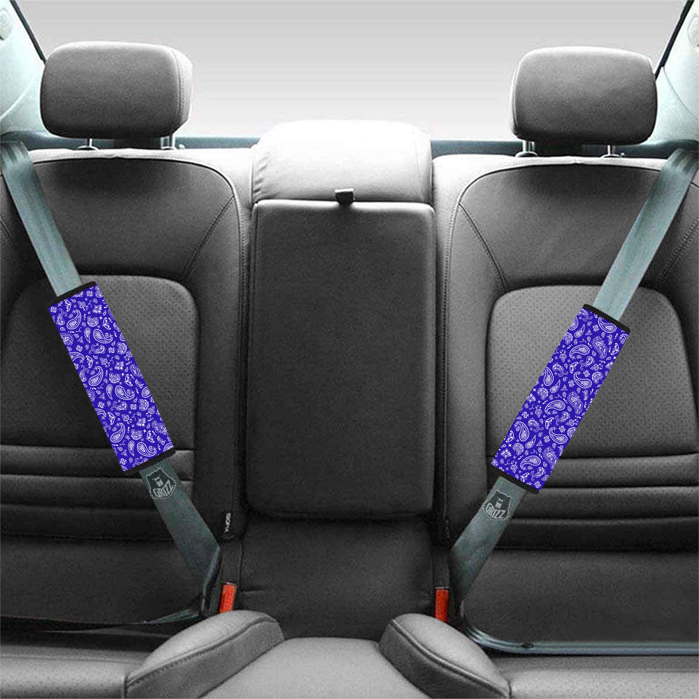 Navy Paisley Bandana Print Car Seat Belt Cover-grizzshop