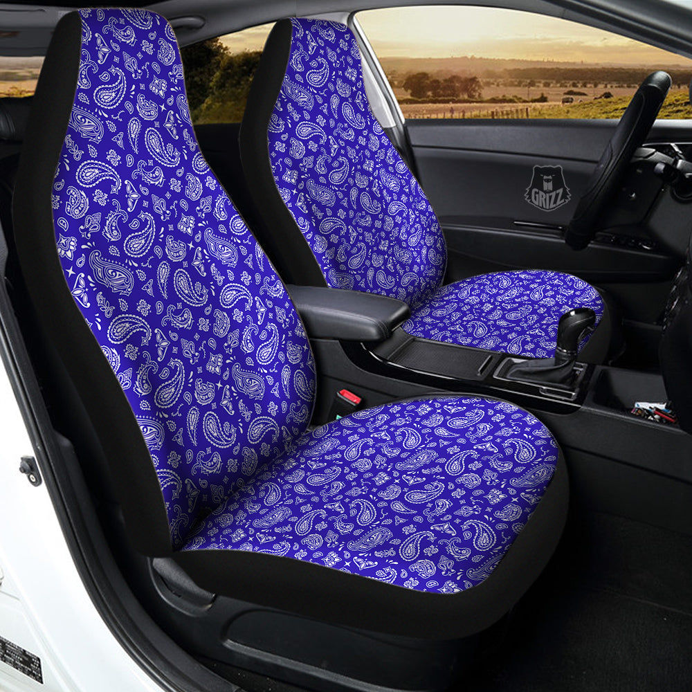 Navy Paisley Bandana Print Car Seat Covers-grizzshop