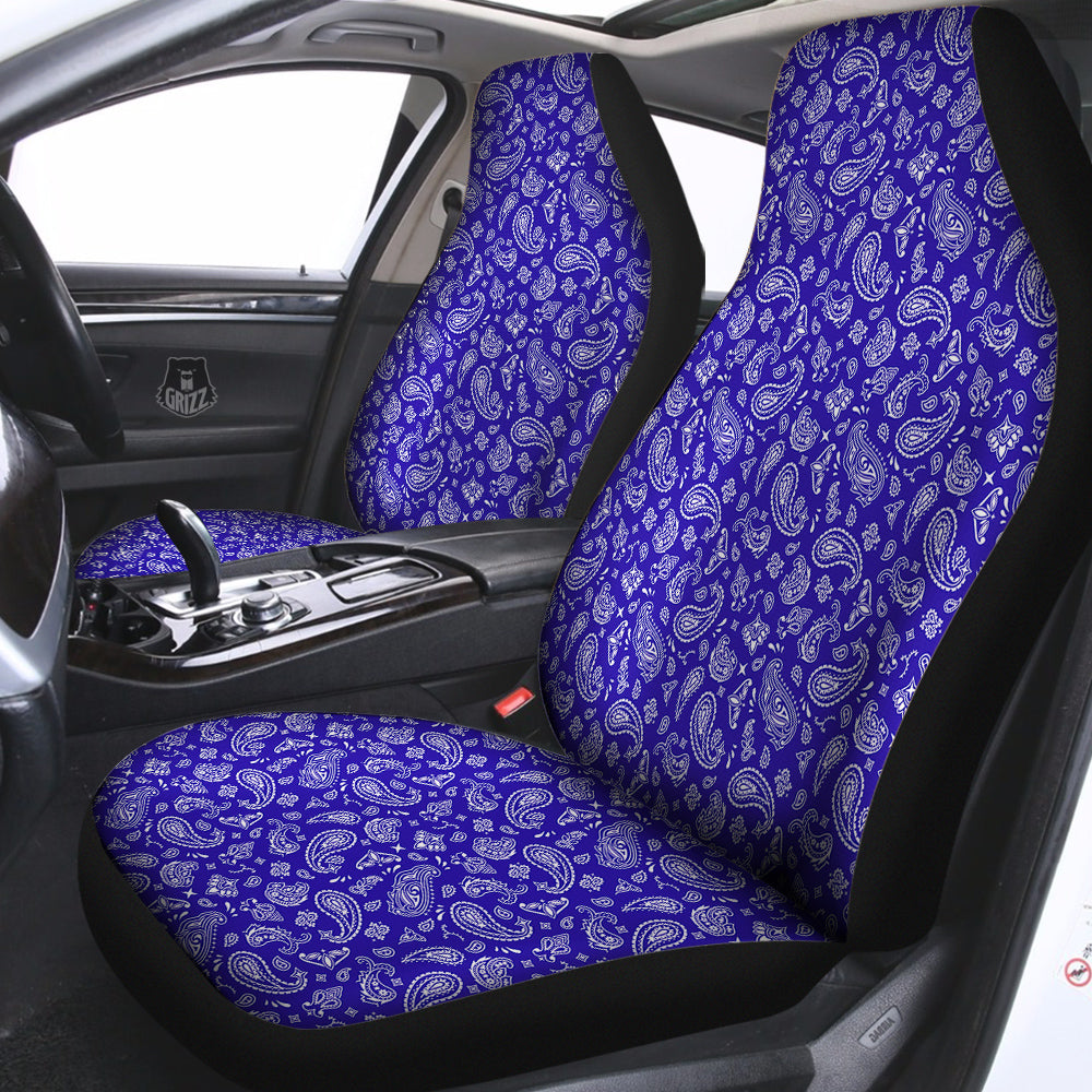 Navy Paisley Bandana Print Car Seat Covers-grizzshop