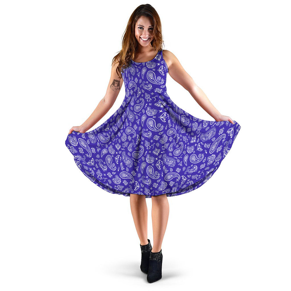 Navy Paisley Bandana Print Dress-grizzshop