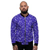 Navy Paisley Bandana Print Men's Bomber Jacket-grizzshop