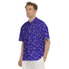 Navy Paisley Bandana Print Men's Short Sleeve Shirts-grizzshop