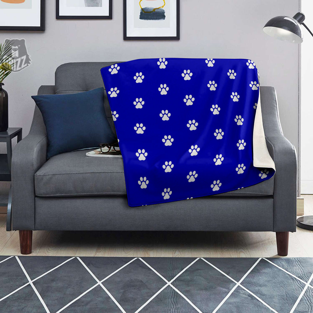 Navy Paw Print Blanket-grizzshop