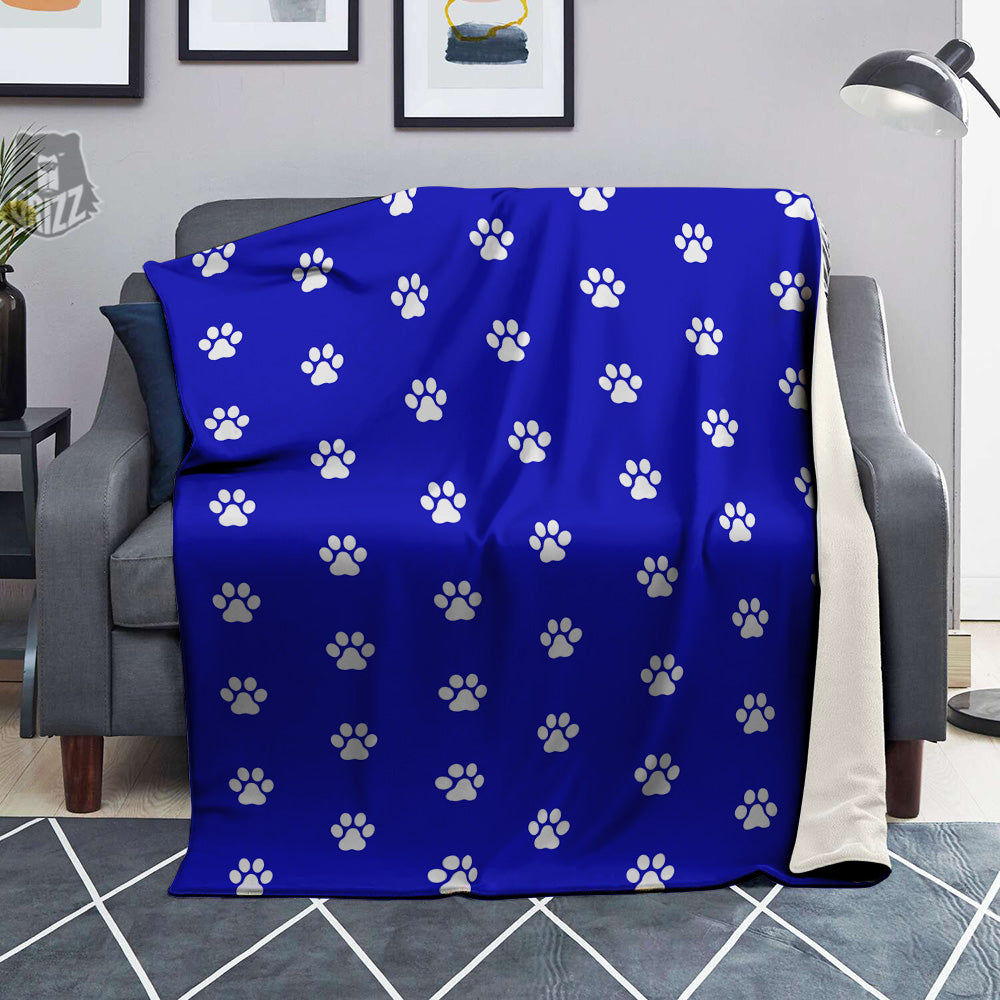 Navy Paw Print Blanket-grizzshop