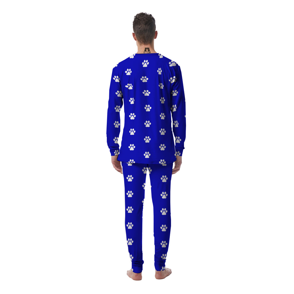 Navy Paw Print Men's Pajamas-grizzshop