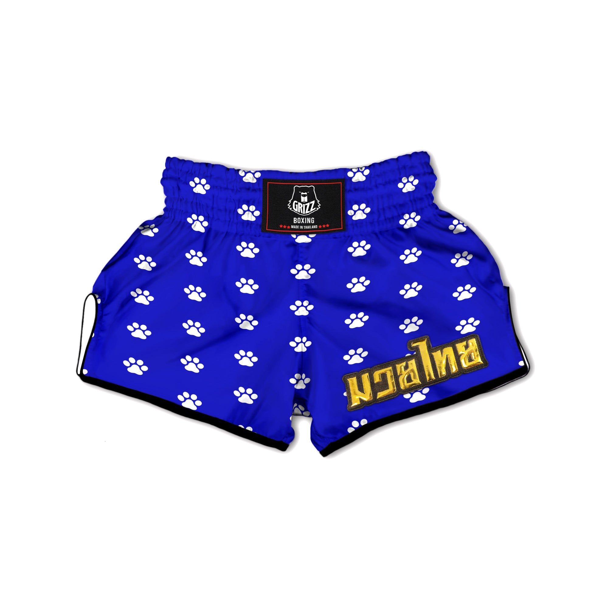 Navy Paw Print Muay Thai Boxing Shorts-grizzshop
