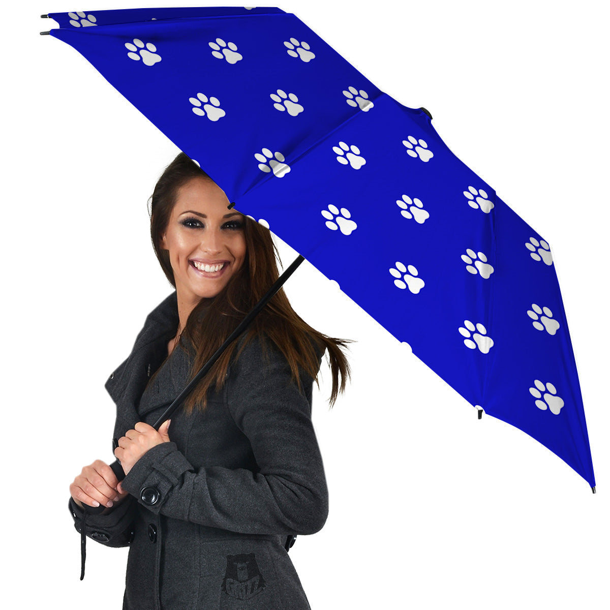 Navy Paw Print Umbrella-grizzshop