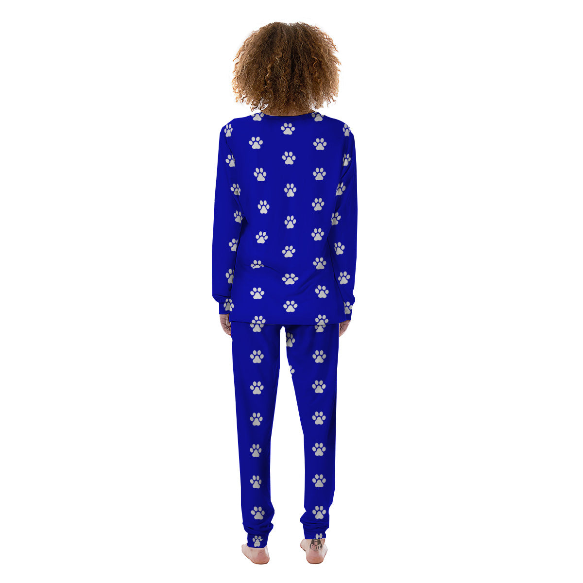 Navy Paw Print Women's Pajamas-grizzshop