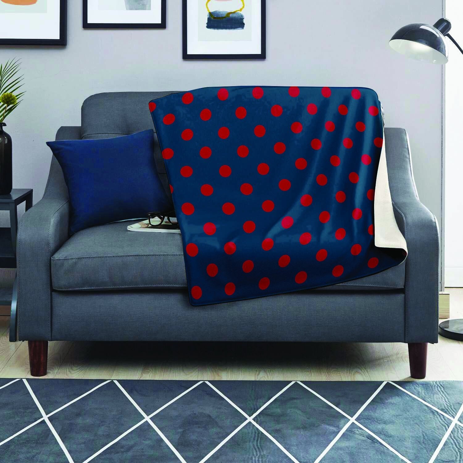 Navy Polka Dot Blanket-grizzshop