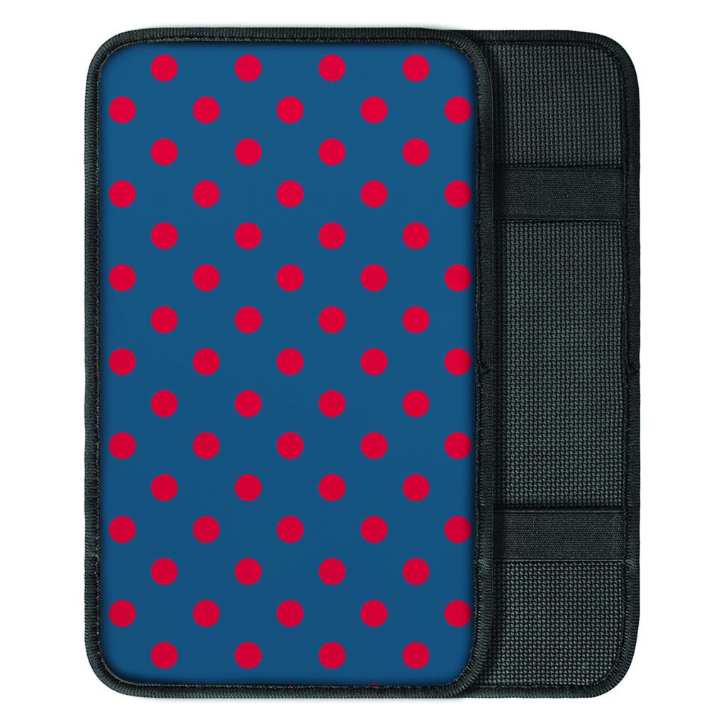 Navy Polka Dot Car Console Cover-grizzshop
