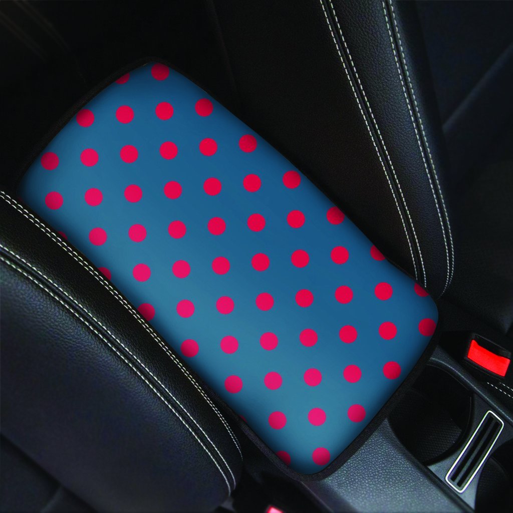 Navy Polka Dot Car Console Cover-grizzshop