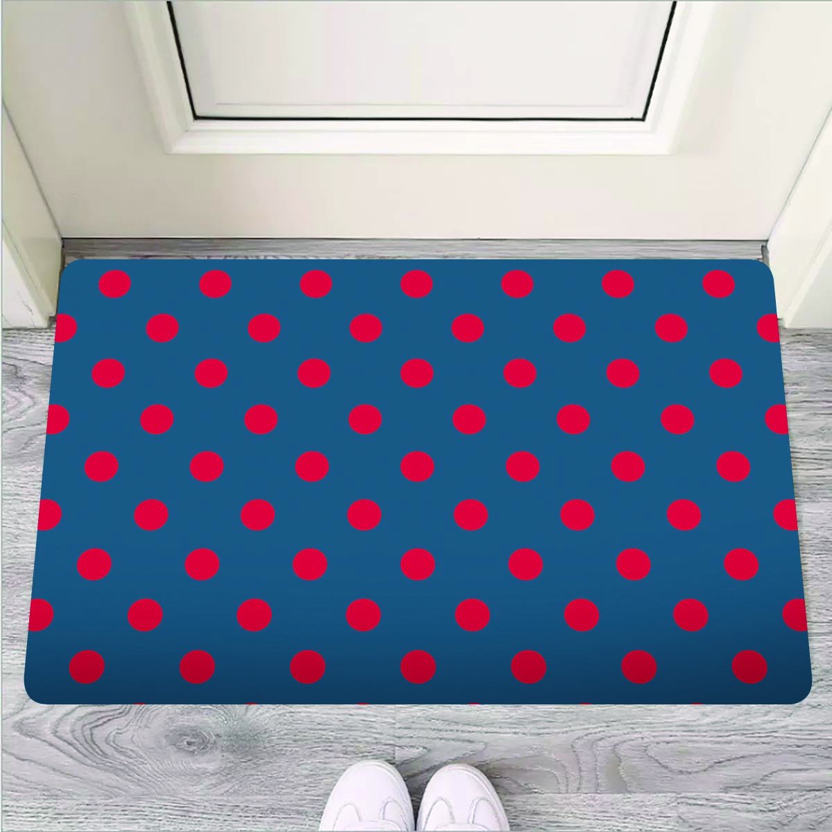 Navy Polka Dot Door Mat-grizzshop