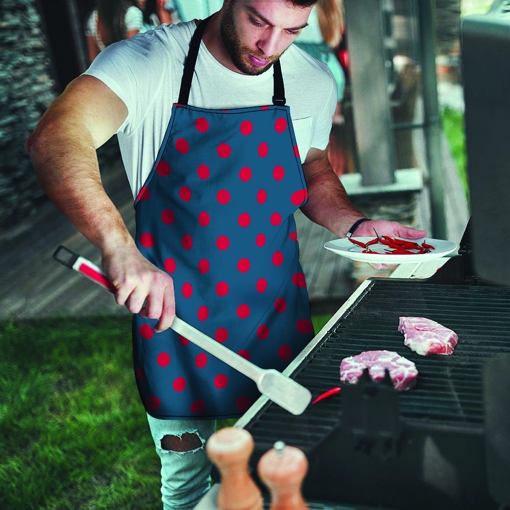 Navy Polka Dot Men's Apron-grizzshop